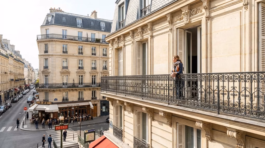 Immeuble parisien typique d'Île-de-France utilisé pour la location Airbnb